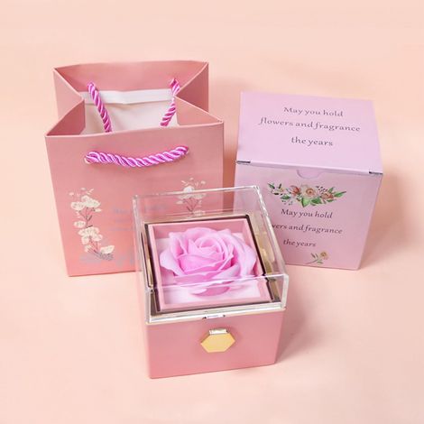 Cadeaux romantiques pour elle : Boîte à bague à rose, boîte à bijoux, boîte à rose éternelle aux fleurs artificielles — Cadeaux pour maman, femme, copine, femmes à l'occasion d'anniversaire, Saint-Val (1/5)