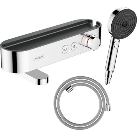 Pack mitigeur bain douche thermostatique HANSGROHE ShowerTablet Select + Flexible Designflex + Pommeau de douche Pulsify Select 3 jets Chromé