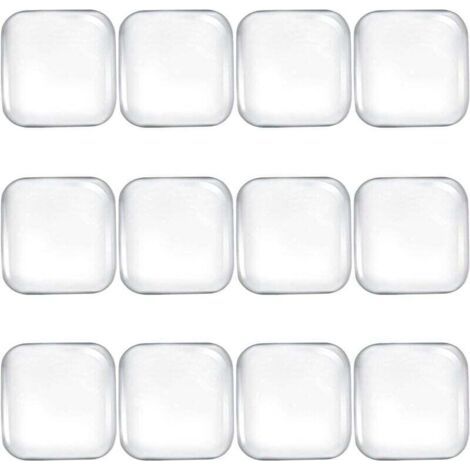 Lot de 12 butées de porte murales carrées transparentes - Butées de porte en caoutchouc flexibles transparentes autocollantes (1/4)