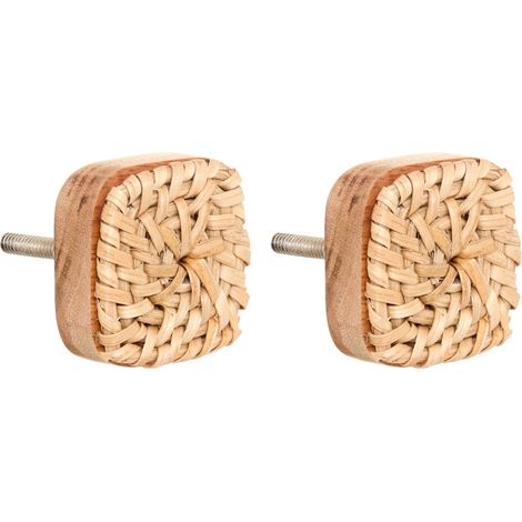 Lot de 2 Boutons de Meuble en Rotin "Sylla" 3cm Naturel