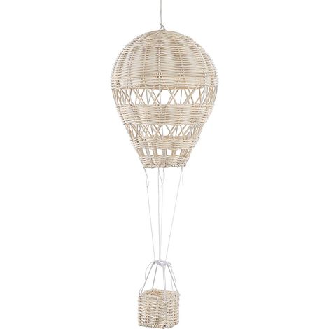 Décoration Suspendue pour Chambre d'Enfant Montgolfière en Rotin Naturel Bemba