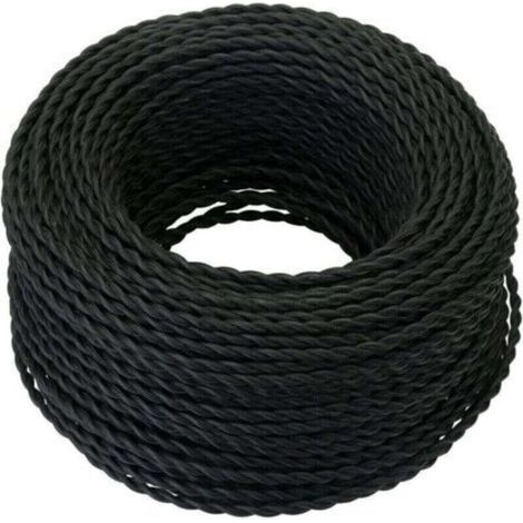 Câble Electrique Textile 10M，Rétro Corde de chanvre tressé torsadée Câble 2x0,75 mm², 2 fils torsadés toronnés，pour DIY Pendentif Lampe/Noir..