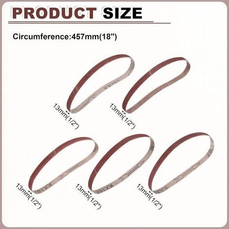 Lot de 40 bandes abrasives de 13 mm x 457 mm - Grain 60/80/120/180/240 - Grain 60/80/120/180/240 - Pour le travail du bois, le polissage des métaux, l'aiguiseur de couteaux
