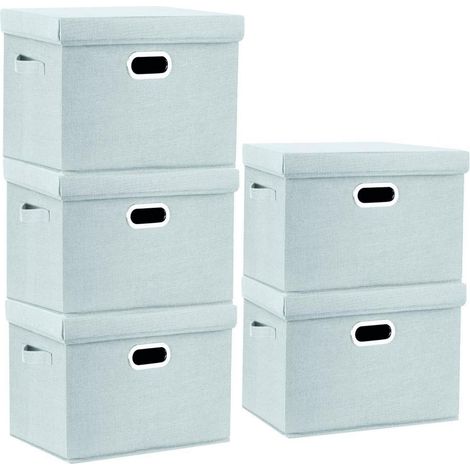 Aufbewahrungsbox Deckel Stoff Kiste 44x30x29 cm 5-Stück Aqua Spring (1/5)