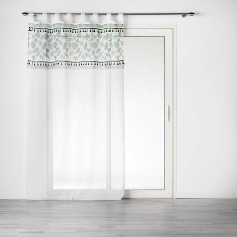 Panneau a passants 140 x 240 cm voile sable+top imprime+pompon milagreen Blanc (1/3)