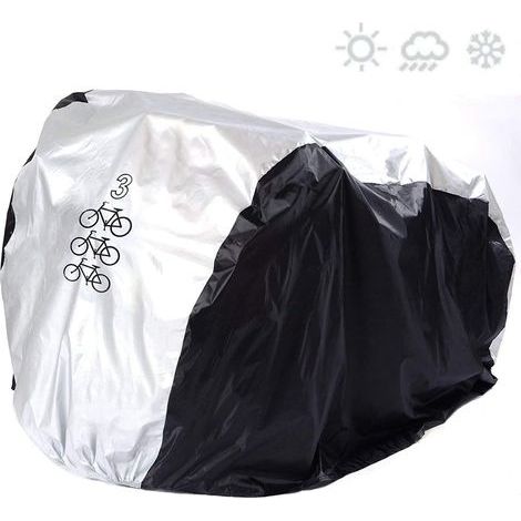 Funda para bicicletas de exterior para 3 bicicletas, de tejido de poliéster impermeable, a prueba de polvo, lluvia, sol y nieve, para bicicletas de carretera y de montaña, 200x105x110cm (1/5)