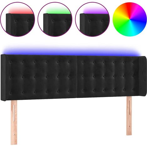 Maison Exclusive - Cabecero con LED de terciopelo negro 147x16x78 (1/5)