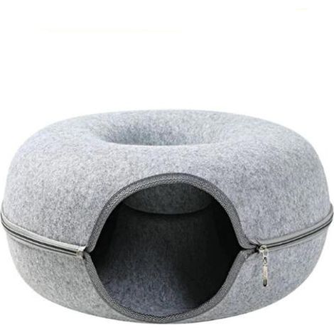 Nid Pour Chat - Maison Ronde Respirante À Fermeture Éclair - Lavable Et Détachable - Pour Toutes Les Saisons - 50 X 50 X 15 Cm - 1 Pièce (1/3)