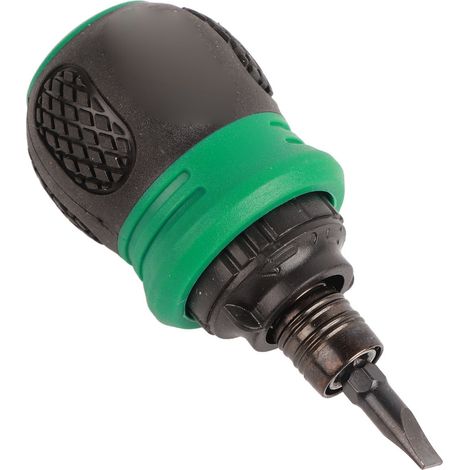 Mini-Magnet-Ratschenschraubendreher, Kreuz- und Schlitzkopf, 2-in-1, Chrom-Vanadium-Stahl, grüne Hardware
