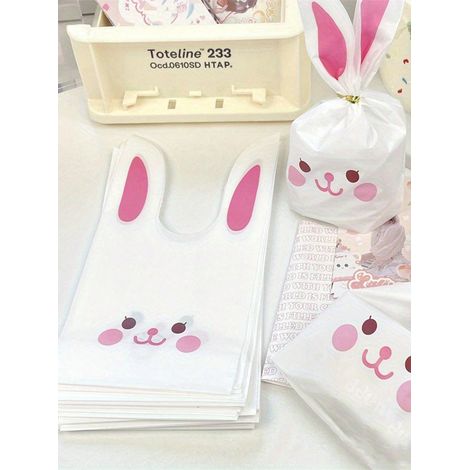 Lot de 40 sacs cadeaux élégants pour Pâques : sacs à bonbons en plastique pour Pâques avec nœud papillon torsadé, adaptés pour cadeaux de fête, mariage, anniversaire, sandwichs ou sacs lapin - 13.5x22 (1/5)