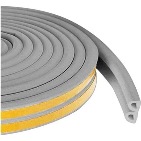 Bande d'étanchéité autocollante en mousse type D pour portes et fenêtres, 10 m, gris (1/5)