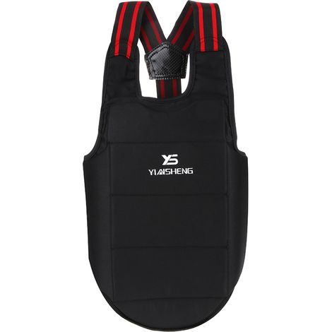 Protège-poitrine et épaules Karate adulte enfant, gilet de protection sport noir taille L (1/5)