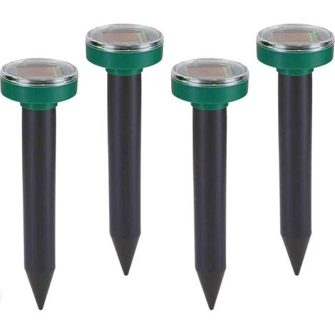 Repelente de insectos y animales, paquete de 4 repelentes de topos con energía solar, repelente ultrasónico de topos IP65, repelente de topillos, repelente de topillos, repelente de topos para jardín,