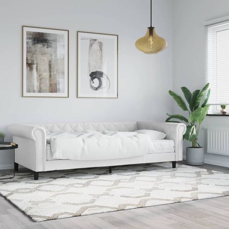 Tagesbett mit Matratze Weiß 90x200 cm Kunstleder