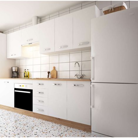 Cocina completa KIT-KIT NEW de 2,40 metros con zocalo y encimera color blanco/roble albar (1/4)