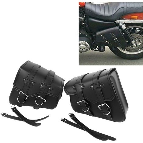 (Exklusiv in Mexiko erhältlich) Paar schwarze Motorrad-Seitentaschen, modifizierte Seitentaschen für Harley Cruiser/Anhänger, Seitentaschen, Werkzeugtaschen, Satteltaschen, Seitentaschen (1/5)