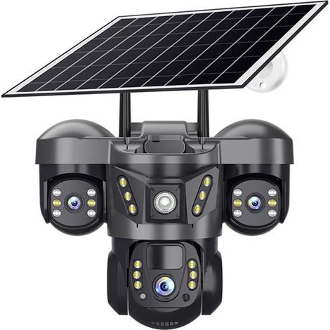 Caméra de surveillance sans fil - MARQUE - Modèle - 3 objectifs - Vision nocturne - Énergie solaire (1/4)