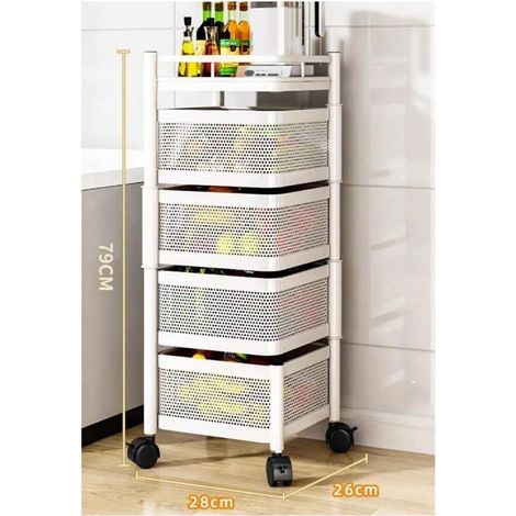 Étagère tournante multifonction pour cuisine, support au sol, chariot à collations à plusieurs niveaux, panier de rangement pour fruits et légumes, meuble de stockage domestique (1/4)