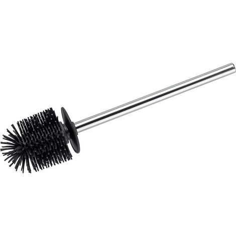 1 Brosse wc, Manche acier inoxydable, Tête silicone antiadhésif, Accessoire sanitaire, Pour nettoyage hygiénique (1/2)
