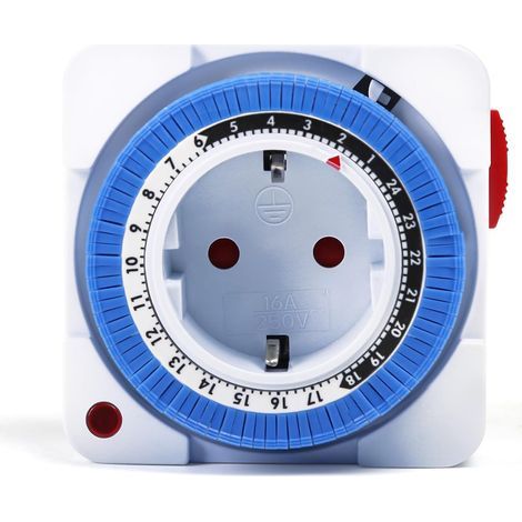 Programmateur Prise Electrique, Minuteur Prise Electrique Prise de Minuterie 24 Heures 96 Segments de Commutation Interrupteur de Minuterie Programmable avec Voyant Lumineux 16A AC 230V (1/5)
