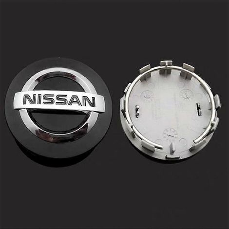 Cache-moyeu central de jante de voiture Nissan 40342-6RA1A, diamètre extérieur 6,3 cm, avec logo et emblème. (1/3)