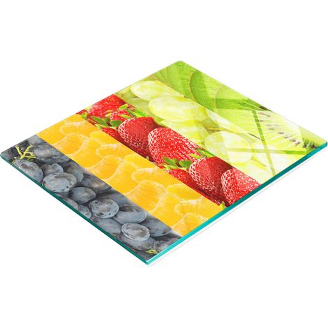 Tablero de vidrio decorativo multifuncional para cocina con frutas coloridas, 60x52 cm
