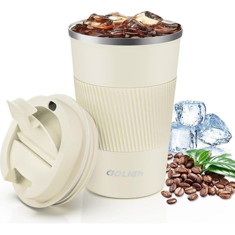 Aolieh Thermobecher Edelstahl Travel Mug 380ml Sand Isolierbecher Nordic Design (1/5)