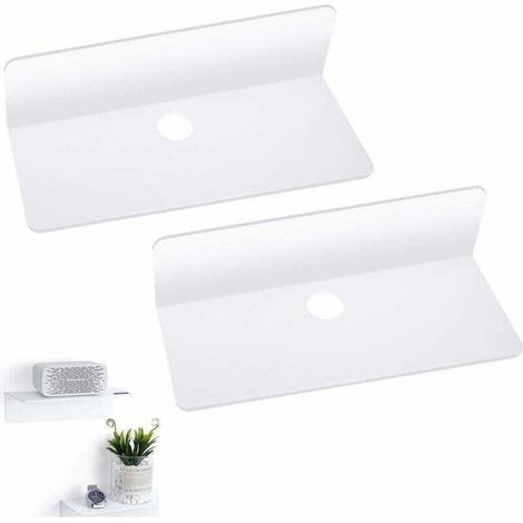 Floating Wall Mount, Acrylic Floating Bracket, Sturdy and Durable, Self-Adhesive Floating Bracket with Double-Sided Adhesive Tape and 4 Cable Hooks, Suitable for Holding Phones, (1/4)
