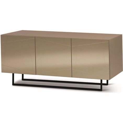 Madia credenza a 3 ante in vetro specchio bronzo scocca tortora e piedini sagomati ISIDE (1/3)