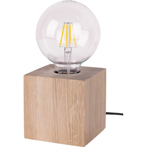 lampada da tavolo onli "fofi" quadrata legno di rovere, e27 (1/4)