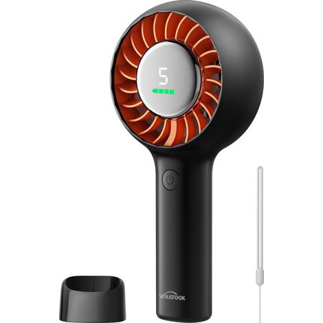 WHATOOK Ventilateur Portable et de Bureau 2-en-1 Rechargeable 3000 mAh - Écran LED, 5 Vitesses et USB-C (1/5)