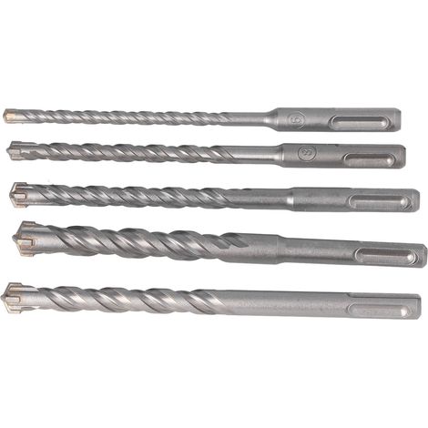 Set de 5 forets béton 6-14mm, mèches à maçonnerie 160mm pour perceuse à percussion, forets croix pour carrelage, pierre et maçonnerie (sachet bulle). (1/5)
