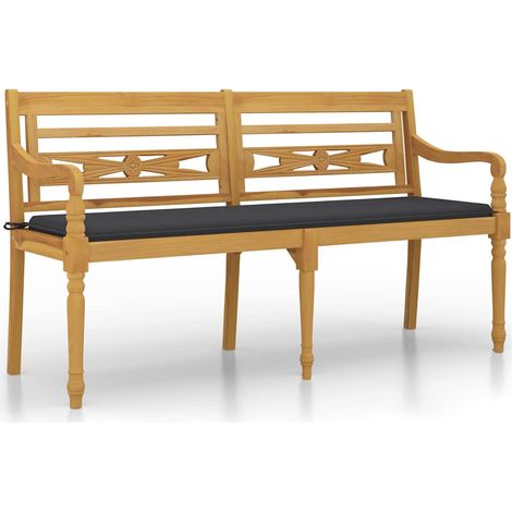 Maison Exclusive - Panchina Batavia Cuscino Antracite 150 cm Legno Massello Teak (1/5)