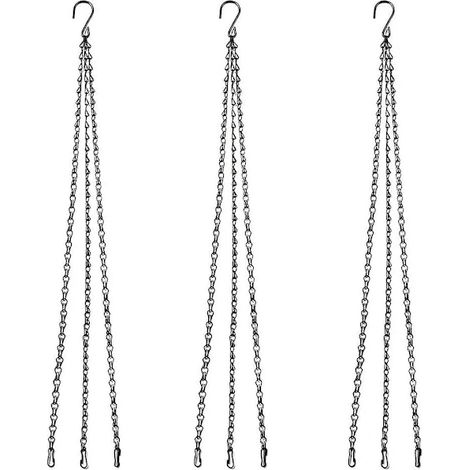 Chaînes pour suspensions florales Sunrain, lot de 3 chaînes métalliques avec clips, compatibles avec pots et jardinières. (1/2)