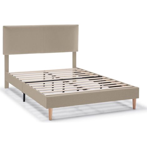 Estructura de cama tapizada Lauren de 30 cm, 90x190 cm, Beige