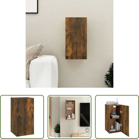 Armoire murale -  Meuble TV Chêne fumé 30,5x30x60 cm Bois d'ingénierie (1/5)