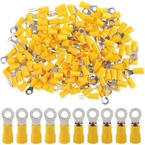 100pcs 12-10 AWG Electrical Crimp Connectors (Yellow, M5) (1/4)