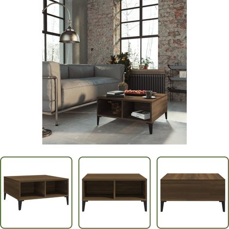 Wohnzimmerbeistelltisch -  Couchtisch Braun Eichen-Optik 60x60x30 cm Holzwerkstoff (1/5)