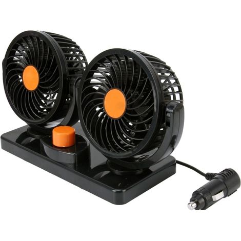 TRADE SHOP - Ventilatore Per Auto Portatile Con Base Doppia Velocità' Rotazione 12v -