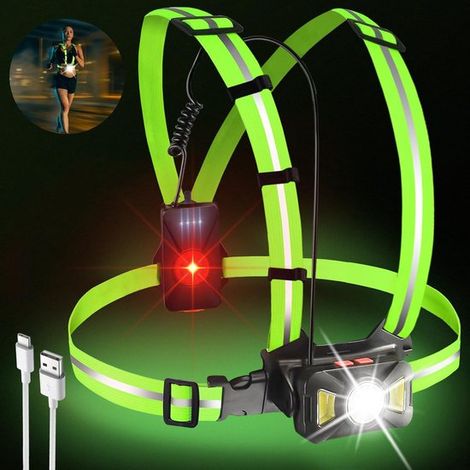 Gilet de course réfléchissant avec éclairage LED – Rechargeable – 5 niveaux de luminosité – Étanche IPX65 – Pour course, marche et activités extérieures (1/5)