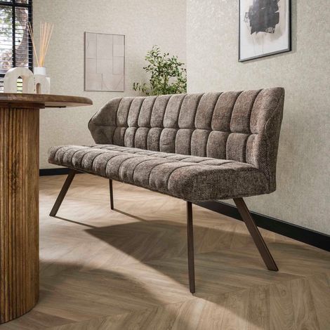 Banc 180x58x81 cm en tissu texturé taupe et bronze - JORDI (1/5)