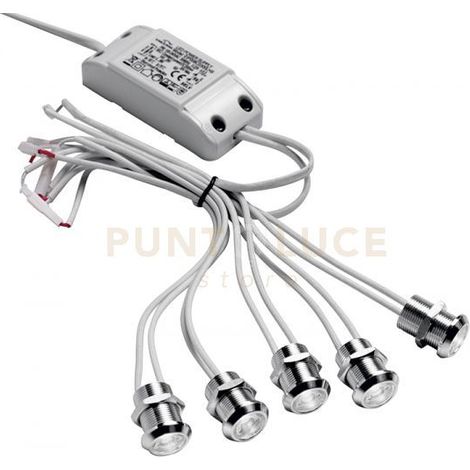 GFA923C- MODULO DA 5 FARETTI LED 3000K 750LM 5X1W D.2CM DA INCASSO COLORE ALLUMINIO