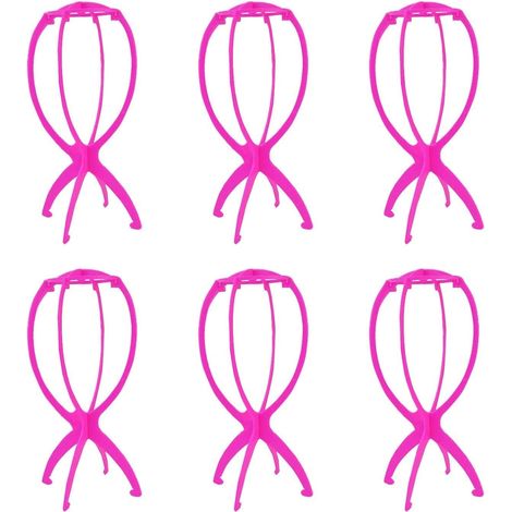 Pinkfarbener Perückenständer, Kunstperücken-Präsentationsständer, Schaufensterpuppen-Huthalter, 6er-Set (1/5)