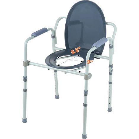 Silla inodoro, asiento acolchado, 7 niveles de altura ajustables, 350 libras, tipo A (1/2)
