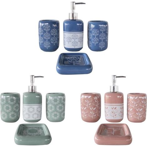 Set 3 Pezzi Accessori Bagno in Ceramica Liberty 3 Colori (1/2)