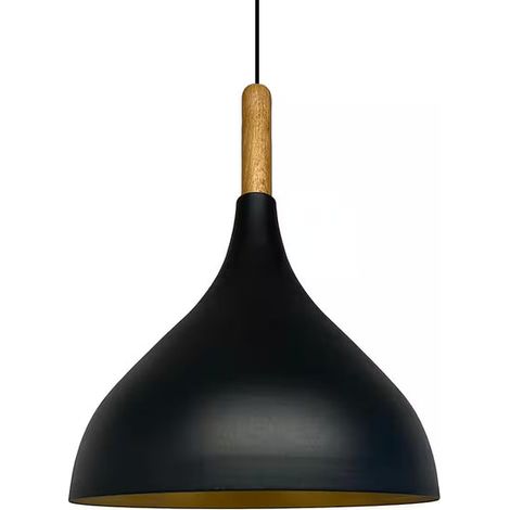 Longue Lampe à Suspension Noire Simple, Lustre de Tête de Lit en Bois, Lampe de Salon, de Cuisine, de Café, de Restaurant, Lustre de Chambre D'enfant (1/4)