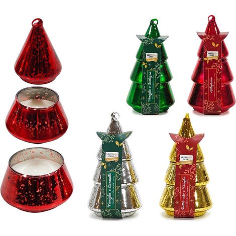 TRADE SHOP - Candela Profumata A Forma Di Albero Di Natale Da 150gr Decorazione Natalizia H16,5xø8,5cm -