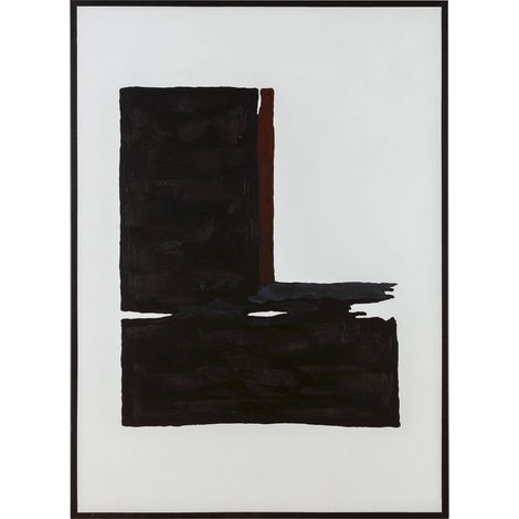 toile abstraite acrylique noir et blanc touche contemporaine - noir profond blanc pur touche marron (1/2)