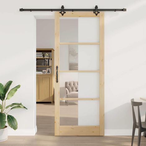Puerta Corrediza ORKDAL Marrón 93 x 232 cm Madera y metal