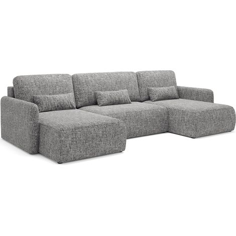 U-Sofa, 4-sitzig, umwandelbar, mit Truhe Lazare Grau